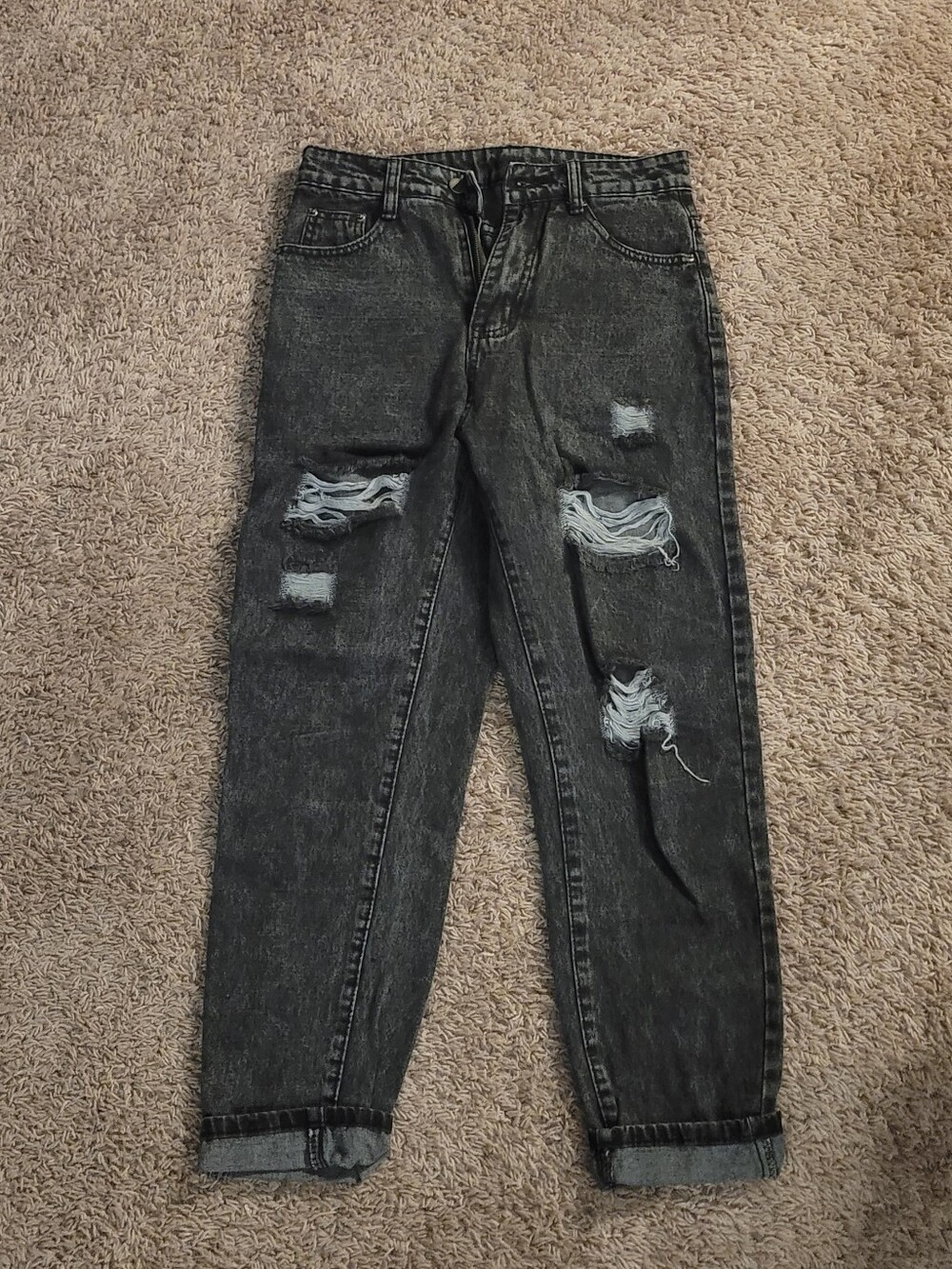 Grey Ripped Baggy Jeans